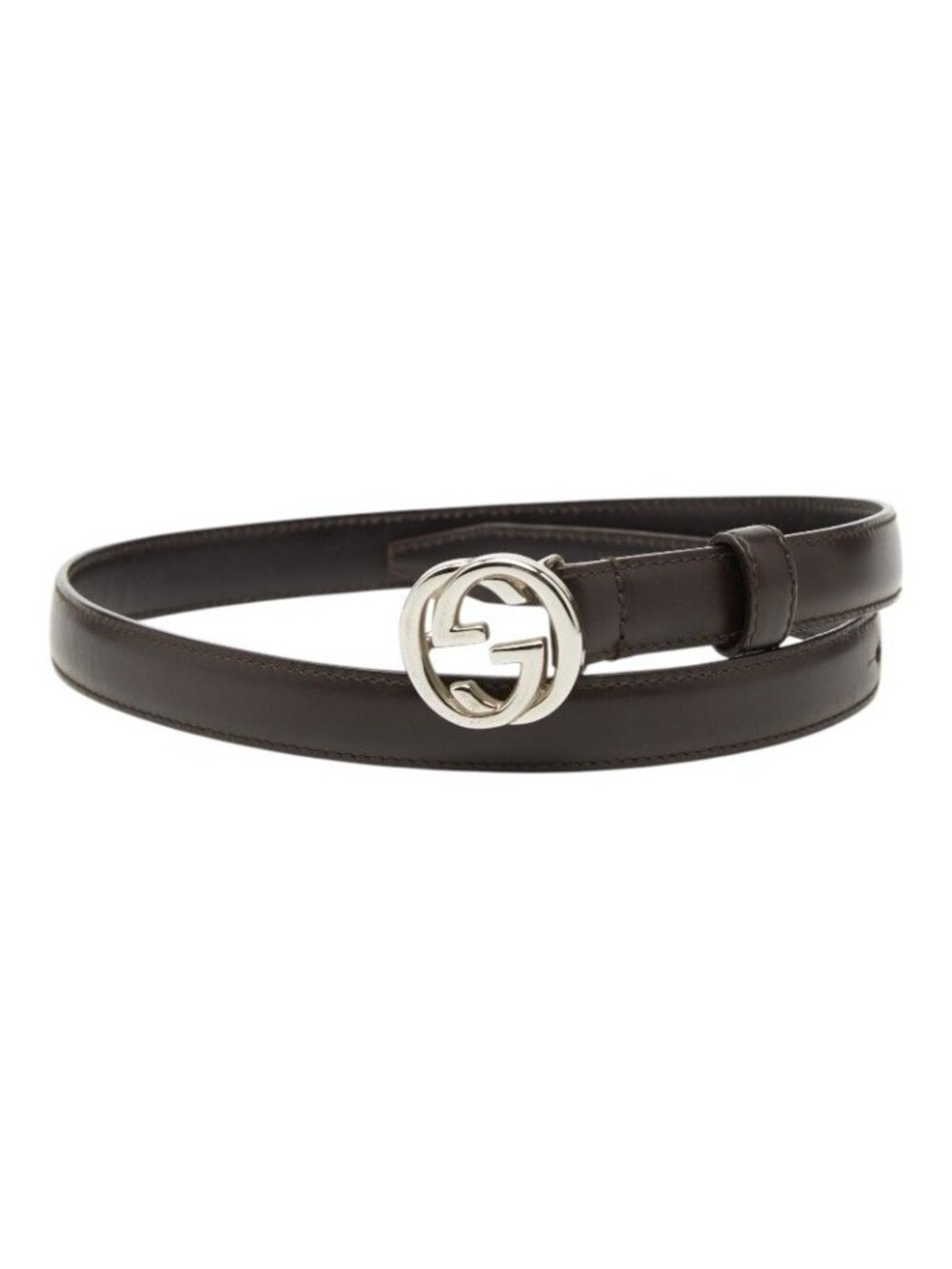 Gucci Interlocking Logo Buckle Belt 70 28 Dark Brown Leather